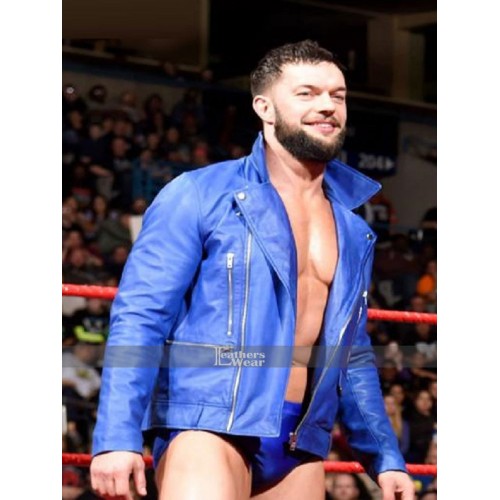 WWE Finn Balor Leather Blue Jacket