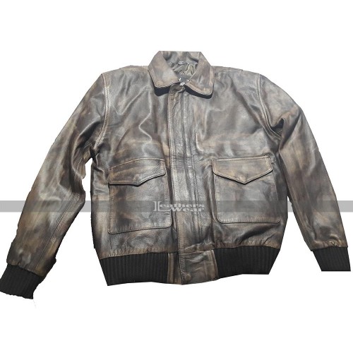 A3 Pilot Bomber Distressed Brown Leather Jacket