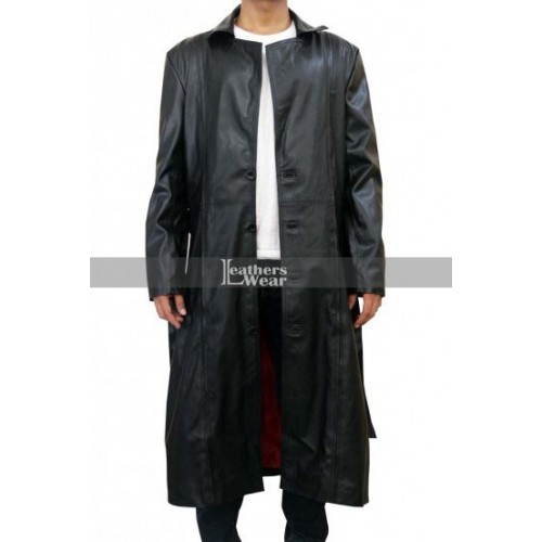 NEW Wesley Snipes Blade Trinity Leather Men Long Jacket Coat