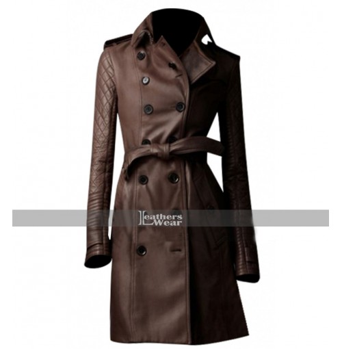 Castle Kate Beckett Brown Leather Trench Coat