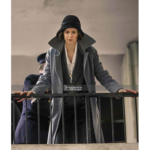 Tina Goldstein Fantastic Beasts Katherine Waterston Grey Wool Coat