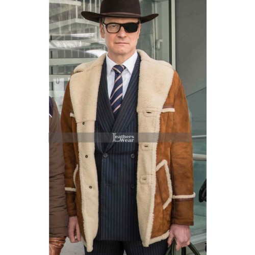 Harry Hart Kingsman The Golden Circle Colin Firth Shearling Jacket