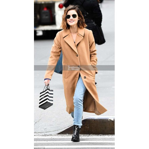 Lucy Hale Dons Warm Brown coat