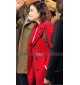 Lucy Hale on the Set of Life Sentence Red Coat
