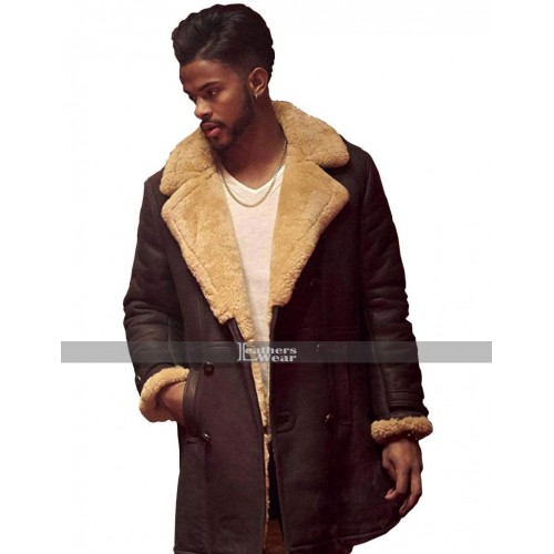 Trevor Jackson SuperFly Youngblood Priest Shearling Leather Coat