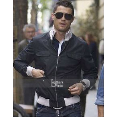 Cristiano Ronaldo Black Bomber Jacket