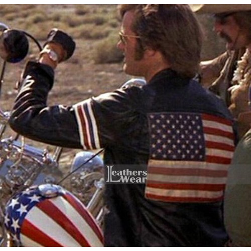 thumbnail interactive-video image 1 of MonsterPeak Easy Rider Style Biker Leather Jacket – Peter Fonda Tribute (Black, Custom Sizing) 1 of 3