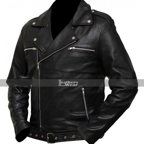 The Walking Dead Negan Jeffrey Dean Morgan Motorcycle Jacket – Flesh & Hide Leather