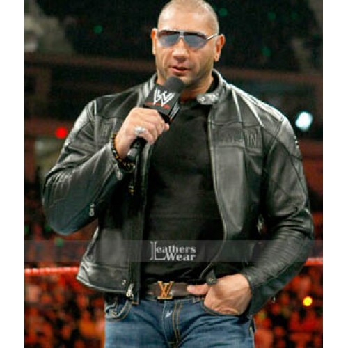 WWE Dave Batista Black Leather jacket