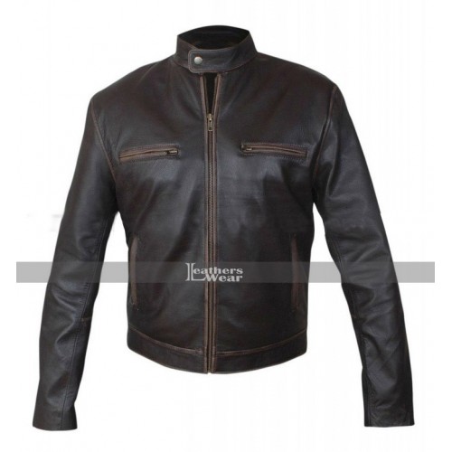 Distressed Leather Jacket Mens