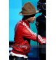 Pharrell Williams 3 Stripe Red Leather Jacket