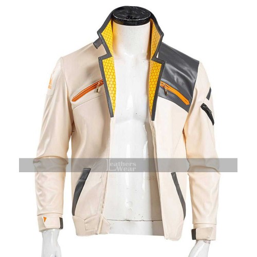 Video Game Valorant Beige Leather Phoenix Fiery Jacket