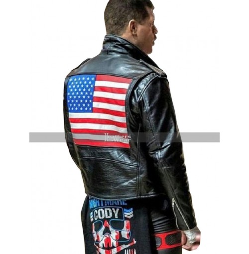 Cody Rhodes American Flag Motorcycle Leather Jacket