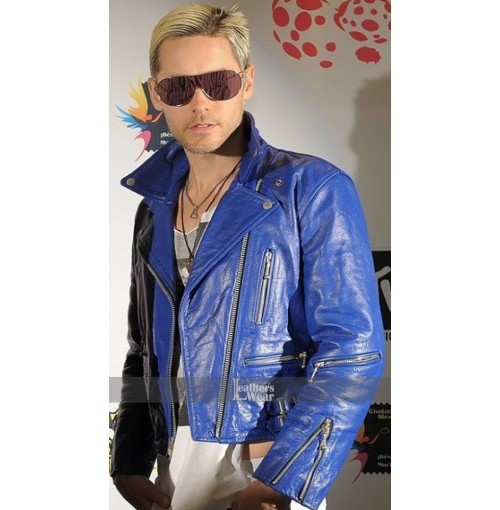 30 Seconds to Mars Jared Leto Blue Leather Jacket