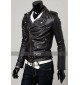 Slim Fit Belted Rider Black Leather Jacket 