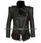 Beyonce Balmain Shearling Lined Black Biker Leather Jacket