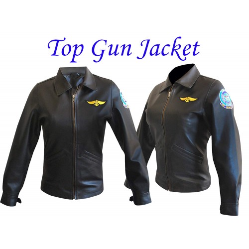 Top Gun Kelly McGillis (Charlie) Flight Black Leather Jacket