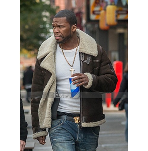 Power 50 Cent Brown Fur Leather Jacket