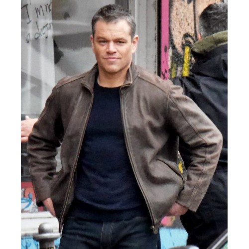 Jason Bourne 5 Matt Damon Brown Leather Jacket